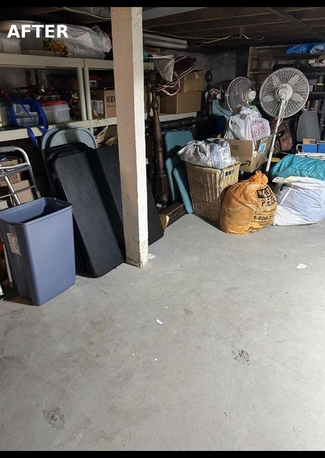 Same Perkasie basement cleared with open floor space after the cleanout